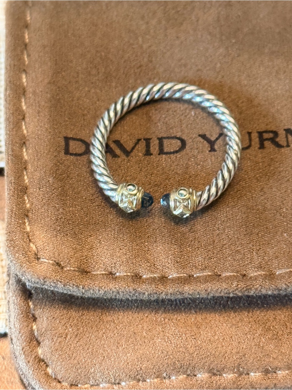 David Yurman Authentic Renaissance Ring. Hampton blue topaz , diamond 14k gold . - Picture 2 of 12